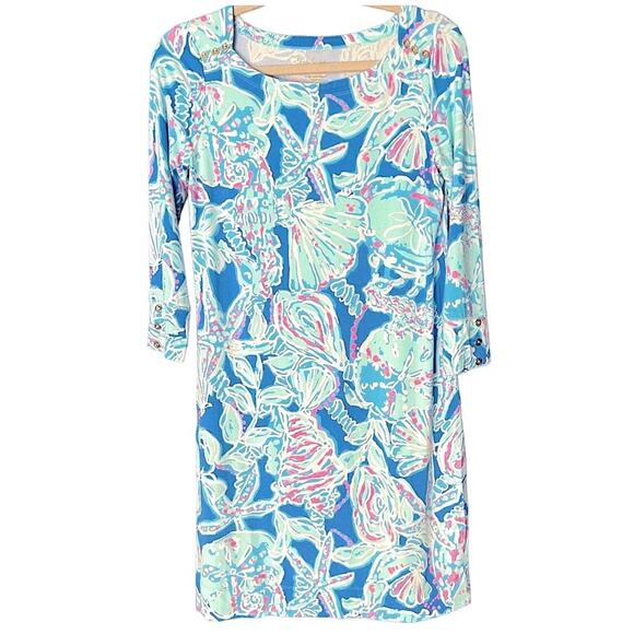 Lilly Pulitzer Sophie Dress Women's Small Bay Blue Pink Into the Deep UPF 50+ - Picture 1 of 5